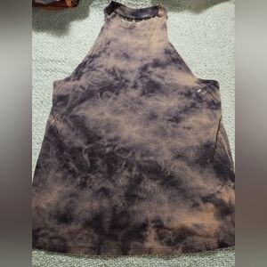 American Eagle Outfitters Black and Tan Tie-Dye Tank Top